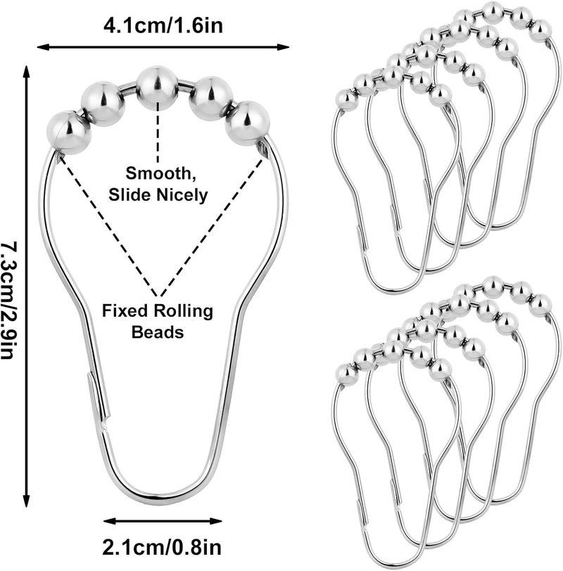 LifHap Shower Curtain Hooks Rings for Bathroom - 12 Pcs Stainless Steel (Silver Pear-Shape) - Image 4